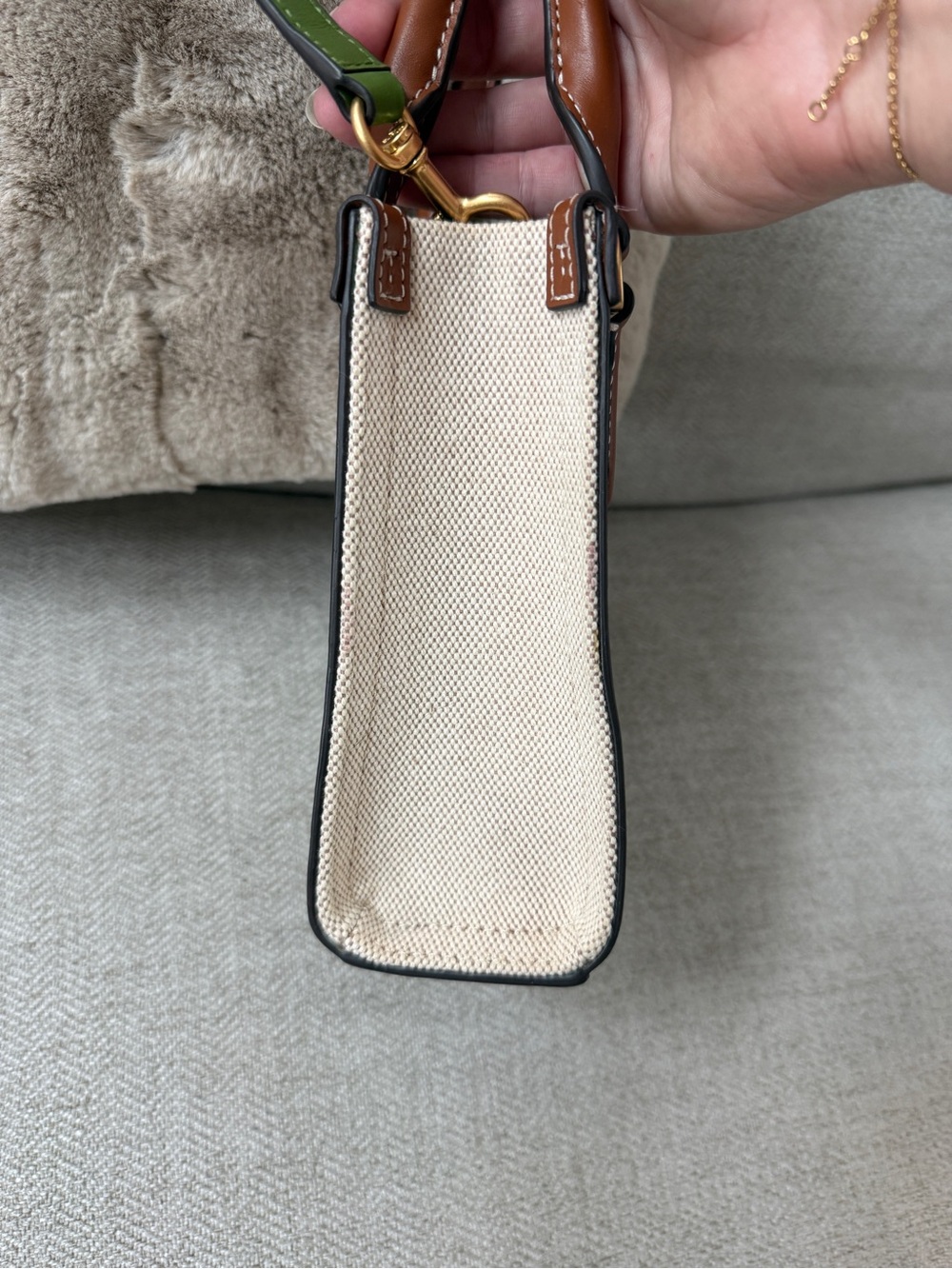 Tory Burch Green, Brown & Cream Canvas Blake Mini Crossbody - Picture 3 of 11